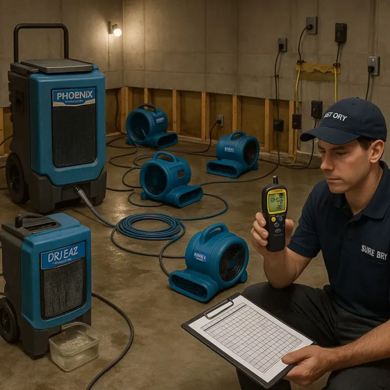 Structural Drying and Dehumidification process in Trevose, PA